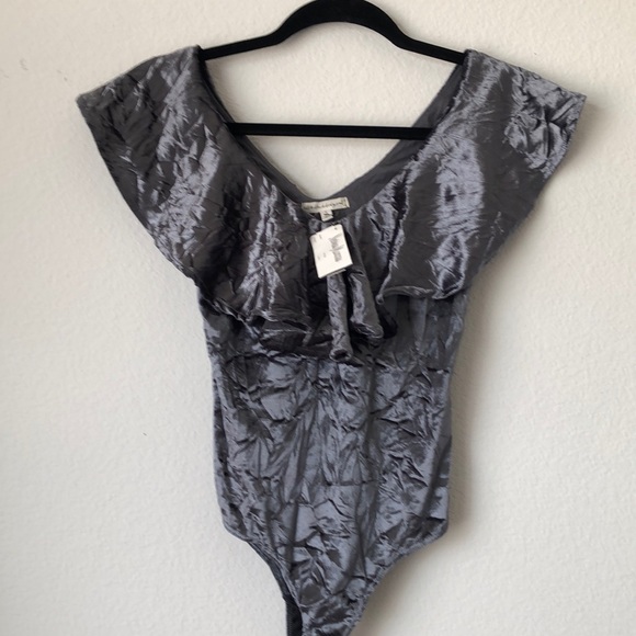 Neiman Marcus Little Black Bodysuit Gray Bodysuit - Picture 2 of 4
